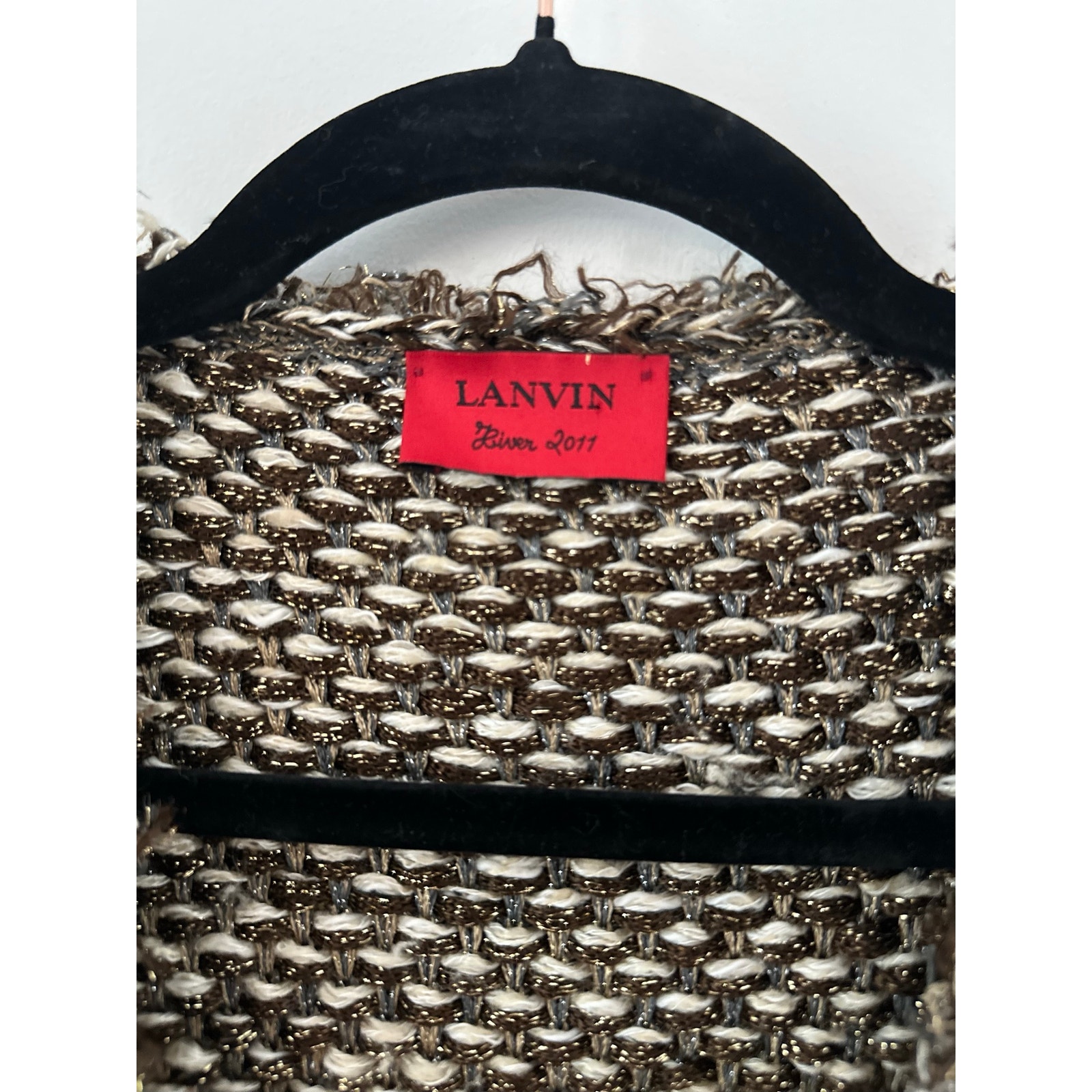 Lanvin Evening Lurex Cardigan Women's Large Brown Metallic V-Neck Grosgrain Bow — image 5 of 8